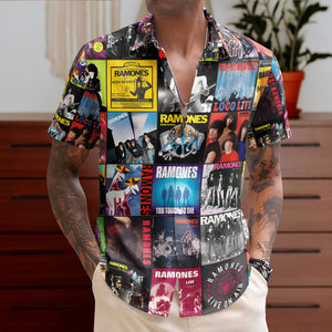 Ramones Hawaiian Shirt β Album Cover Collage Punk Rock Summer Button Up