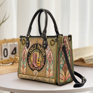 Dolly Parton Leather Handbag, Tote Bag and Wallet Set, Vintage Stained Glass Country Music Design, Cowgirl Boots Fan Gift