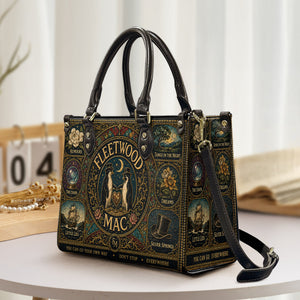 Fleetwood Mac Leather Handbag, Tote Bag and Wallet Set, Vintage Stained Glass Rumours Design, Classic Rock Music Fan Gift