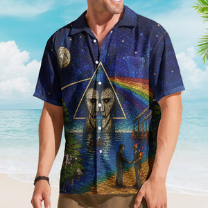 Pink Floyd Hawaiian Shirt - Unisex Dark Side Of The Moon Cathedral Window Button Up