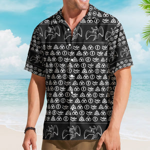Led Zeppelin ZoSo Monogram Hawaiian Shirt – Unisex Swan Song Angel Graphic Collage Button Up