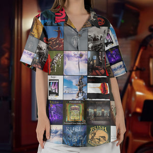 Rush Hawaiian Shirt β Album Cover Collage Progressive Rock Summer Button Up