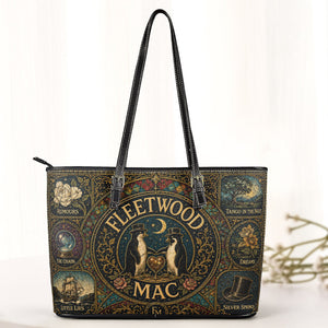 Fleetwood Mac Leather Handbag, Tote Bag and Wallet Set, Vintage Stained Glass Rumours Design, Classic Rock Music Fan Gift