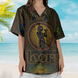 The Doors Hawaiian Shirt - Unisex Retro Jim Morrison Silhouette Cathedral Window Button Up