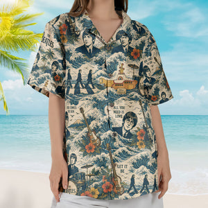 The Beatles Yellow Submarine Abbey Road Retro Japanese Wave Hawaiian Shirt – Retro Music Album Art Inspired Unisex Shirt