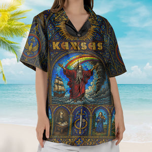 Kansas Hawaiian Shirt - Unisex Retro Carry On Wayward Son Cathedral Window Summer Shirt