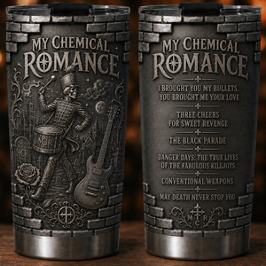 My Chemical Romance 3D Printed Stainless Steel Tumbler Emo Rock Travel Mug