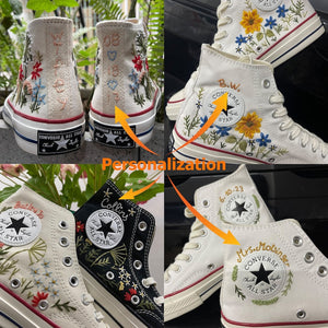 Embroidered Converse Bunny Shoes with Floral Design