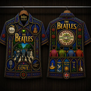 The Beatles Stainded Glass Hawaiian Shirt - Unisex Cathedral Window