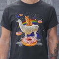 Space Cat Riding Llama and Donuts Galaxy Funny Cat Classic Unisex T-Shirt