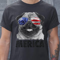 Pug 4th of July s Merica Men Women USA American Flag Classic Unisex T-Shirt