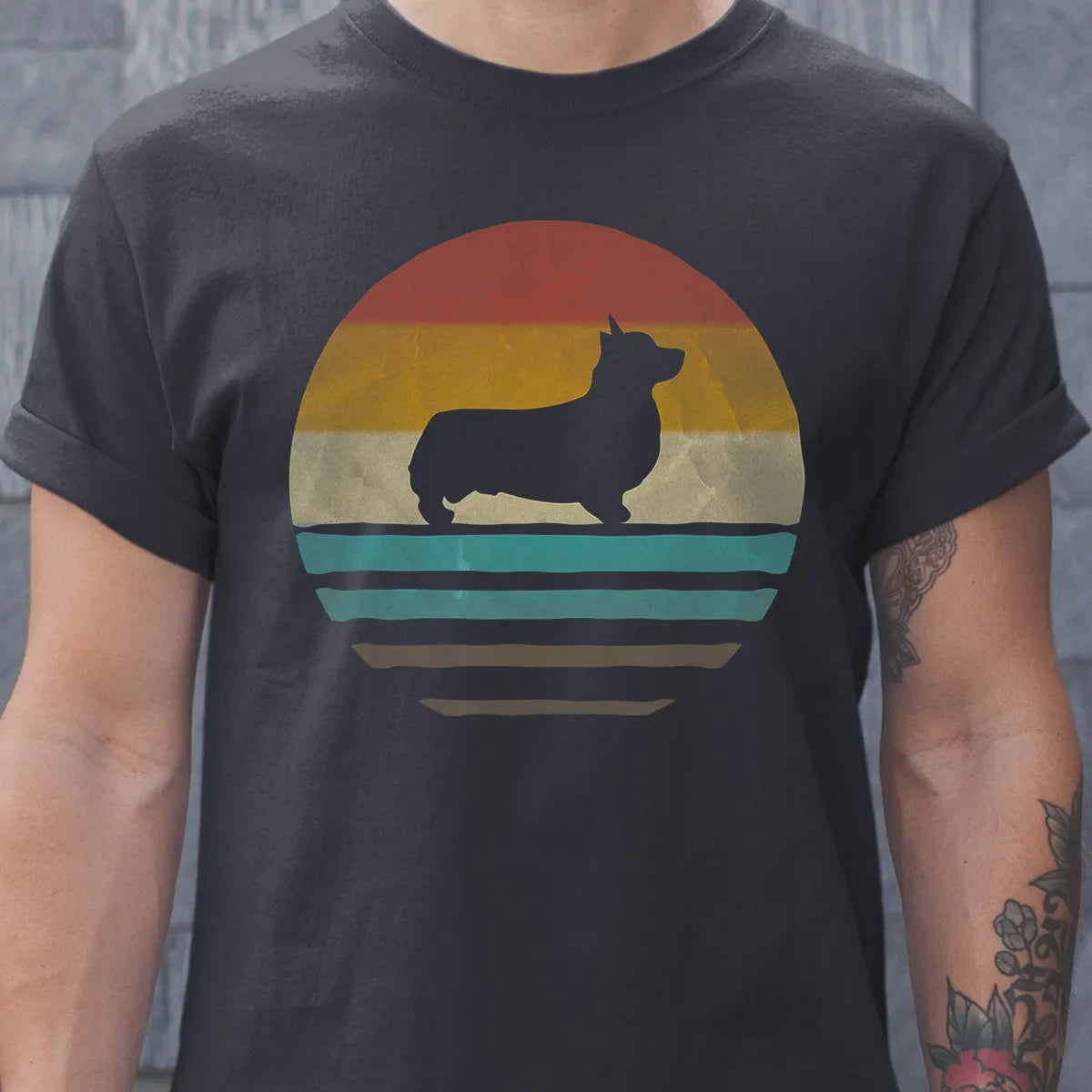 Corgi Dog Retro Vintage 60s 70s Silhouette Breed Funny Gift Classic Unisex T-Shirt