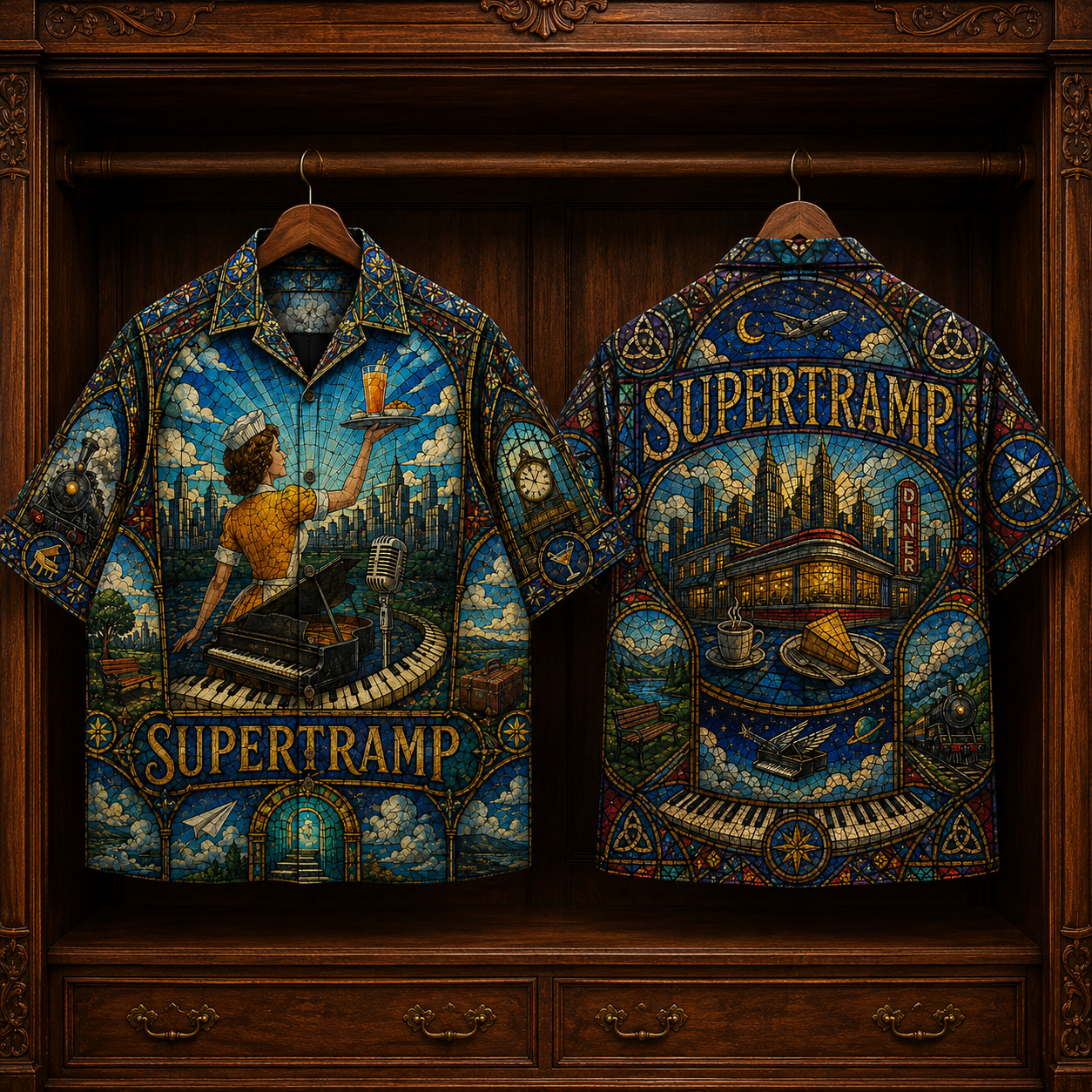 Supertramp Hawaiian Shirt - Stained Glass Progressive Rock All-Over Print Button-Up Shirt