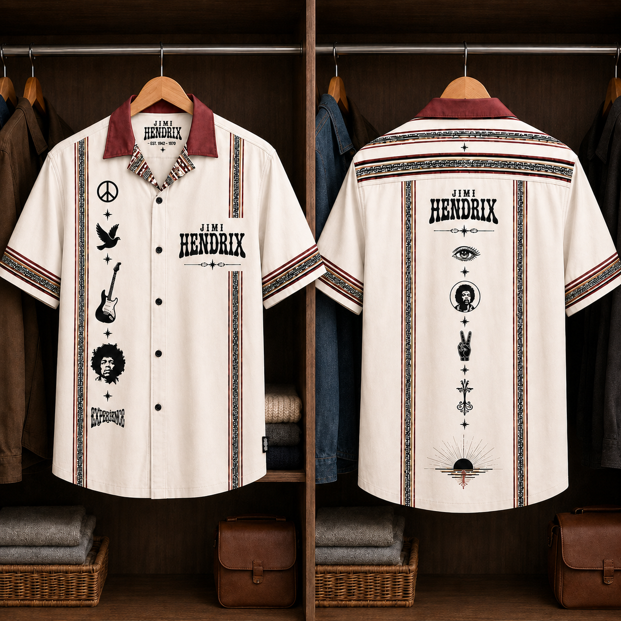 Jimi Hendrix Luxury Design Hawaiian Shirt – Psychedelic Rock Inspired Hawaiian Shirt