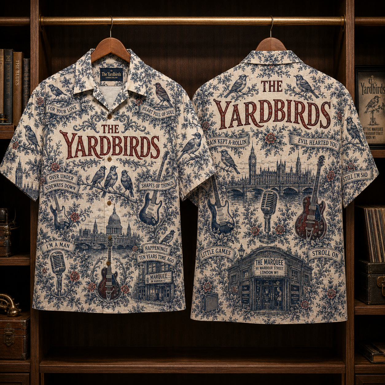 The Yardbirds Hawaiian Shirt - Unisex Vintage Toile De Jouy For Your Love Button Up