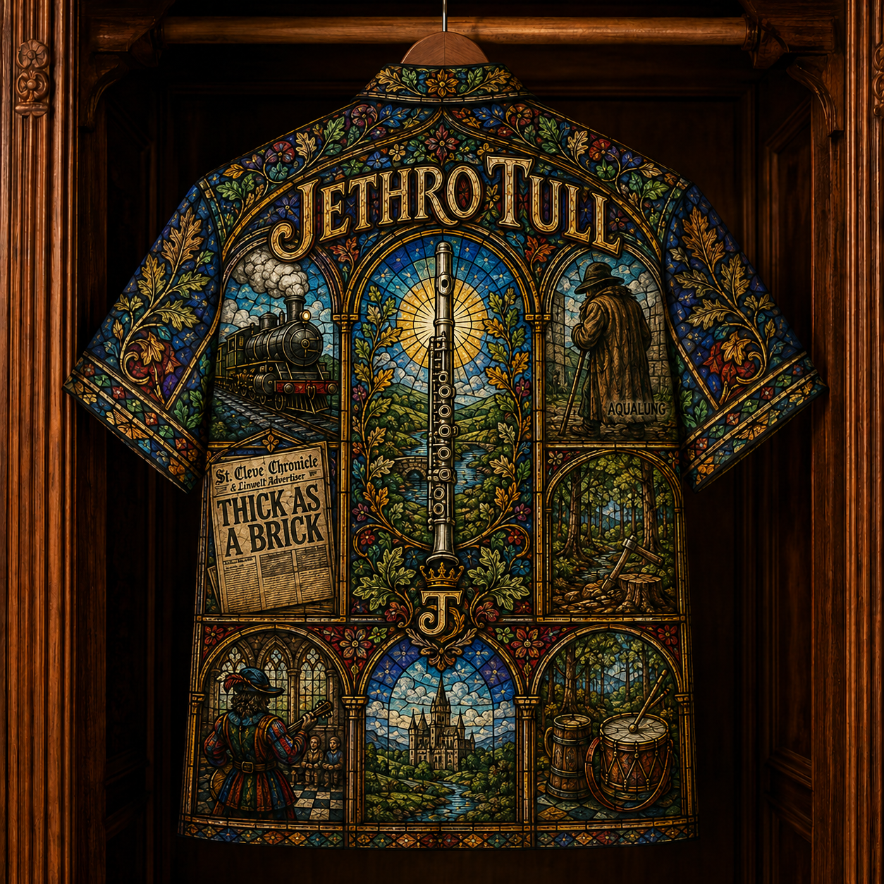Jethro Tull Hawaiian Shirt - Stained Glass Progressive Rock All-Over Print Button-Up Shirt