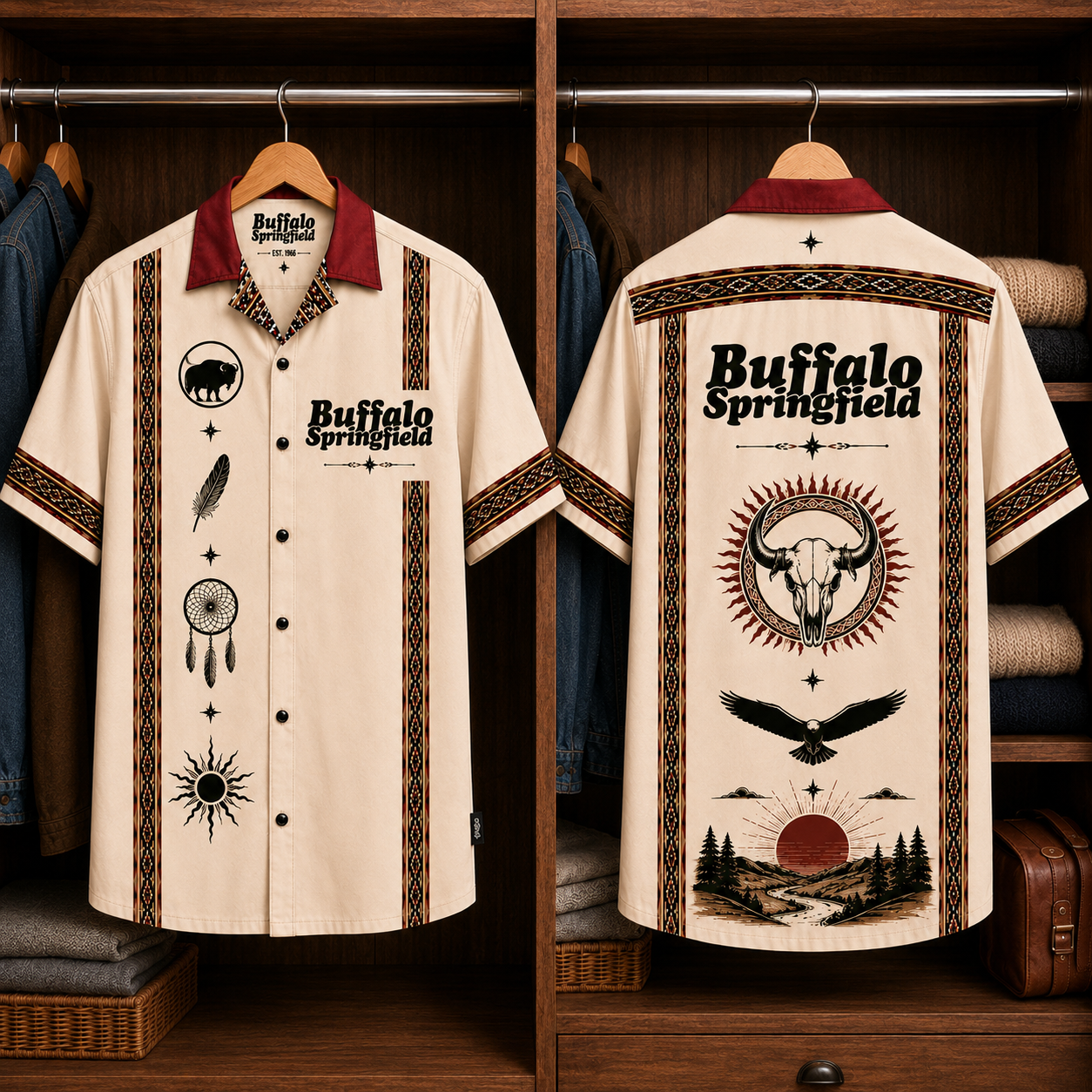 Buffalo Springfield Luxury Design Hawaiian Shirt – Folk Rock Inspired Hawaiian Shirt