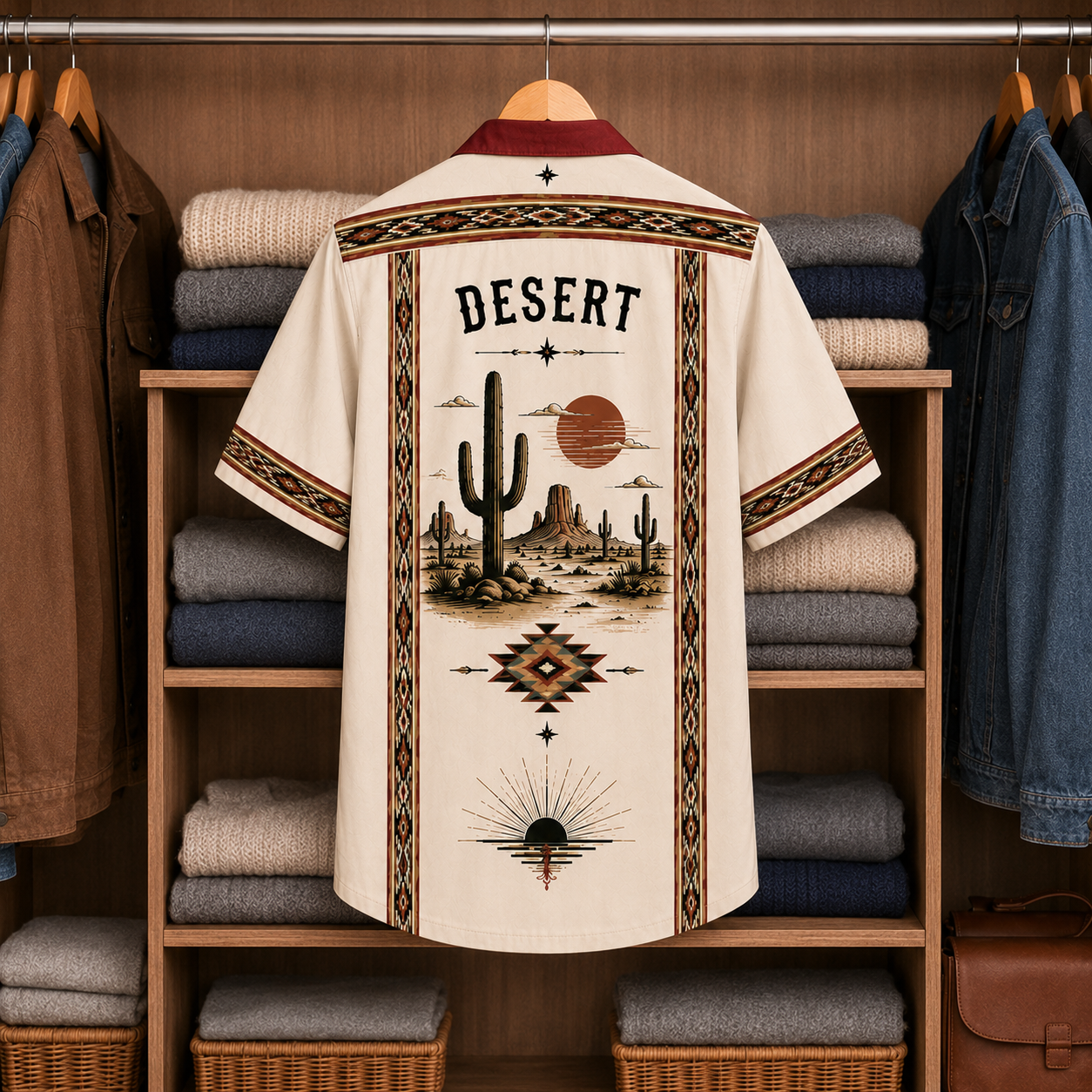 Desert Landscape Luxury Design Hawaiian Shirt – Southwestern Inspired Hawaiian Shirt White Version