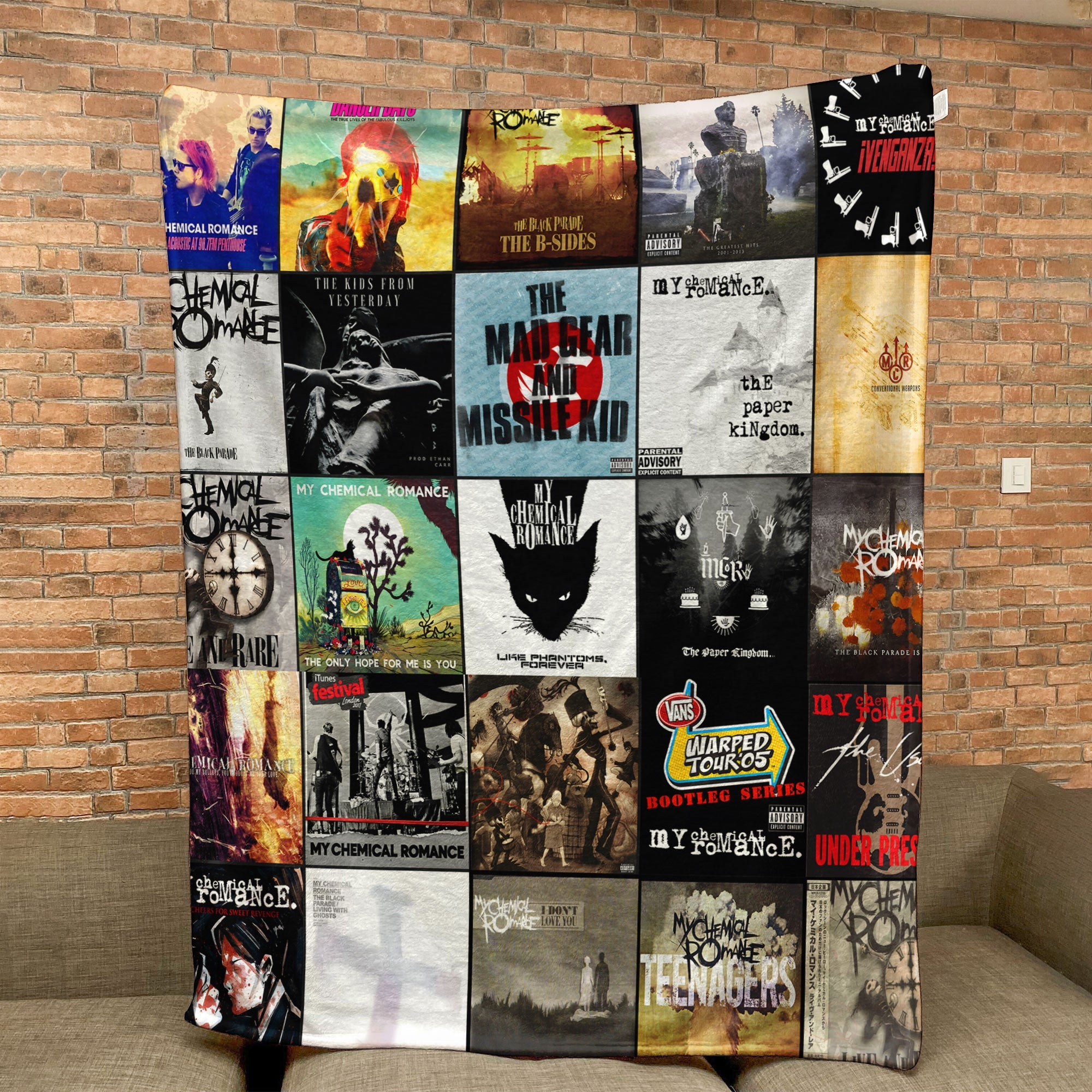 My Chemical Romance Sherpa Blanket Emotional Warmth Wrapped in Iconic MCR Art