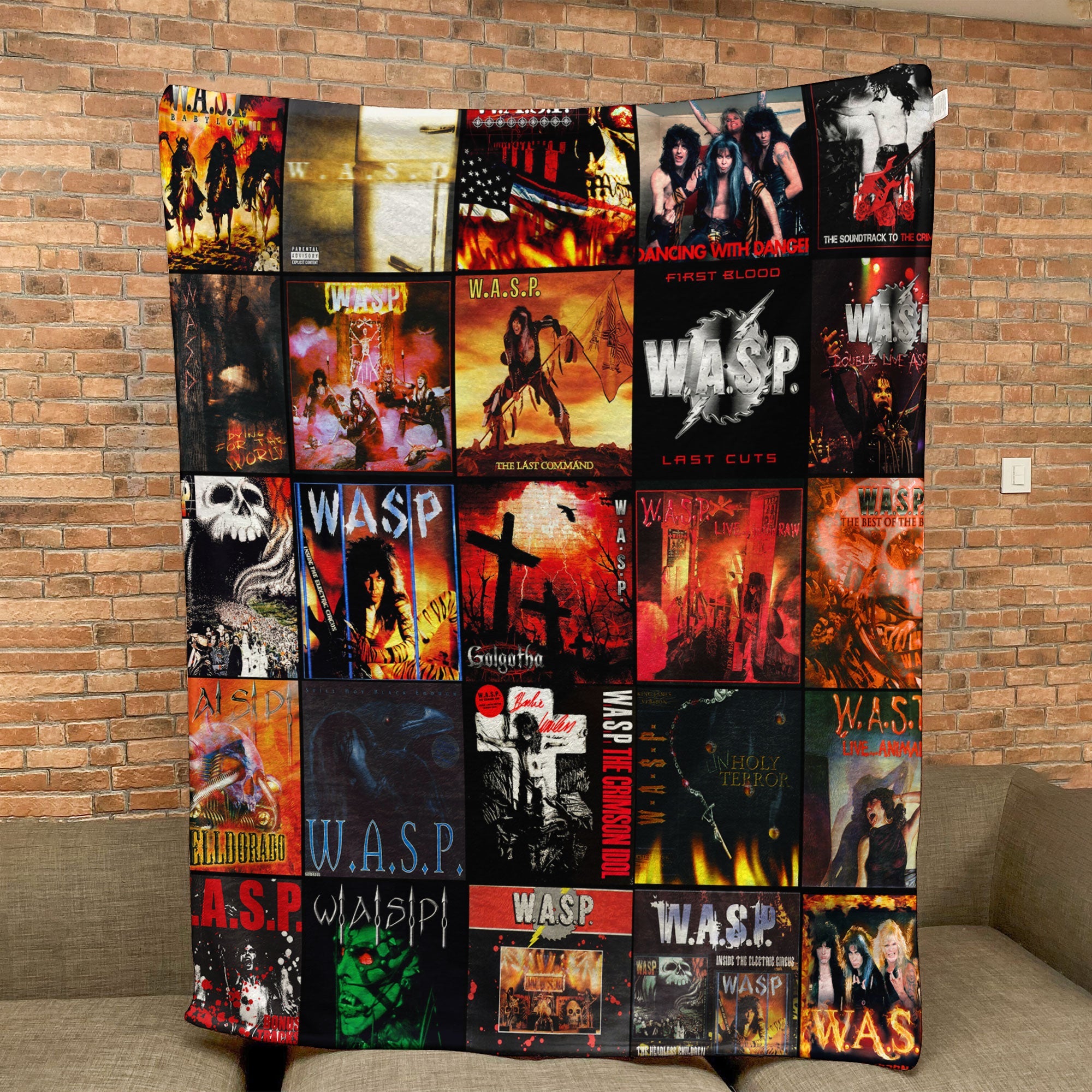 W.A.S.P. Sherpa Blanket A Heavy Metal Legacy Collage for True Shock Rock Fans