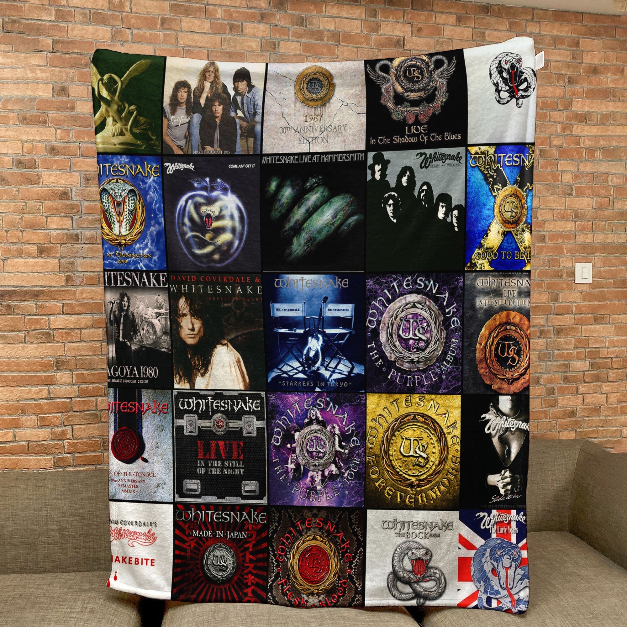 Whitesnake Sherpa Blanket A Legendary Hard Rock Album Collage for True Fans