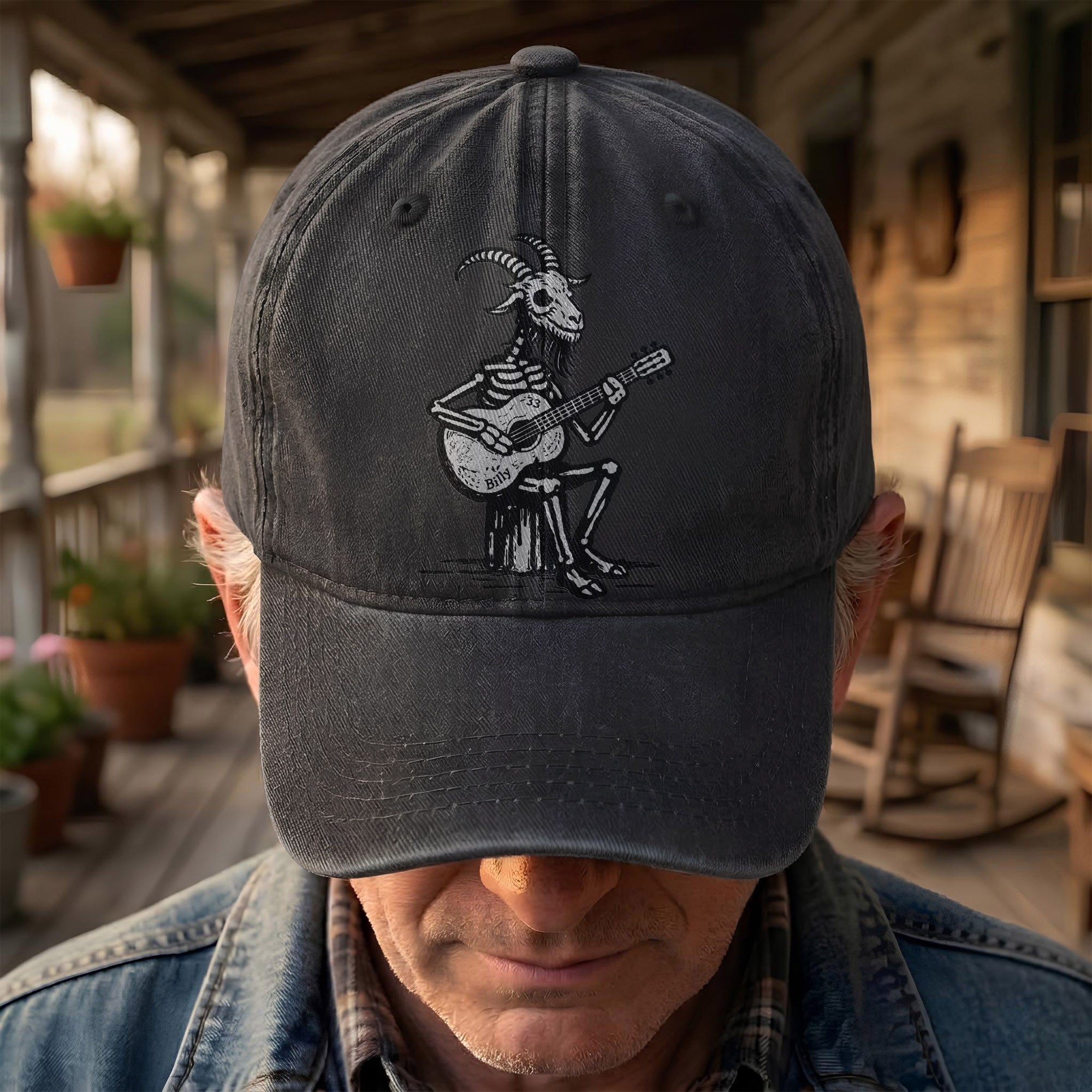 Billy Strings GoatSkeleton Guitarist Graphic Music Merch Denim Cap Retro Vintage Dad Cap Gift For Dad (With Box)
