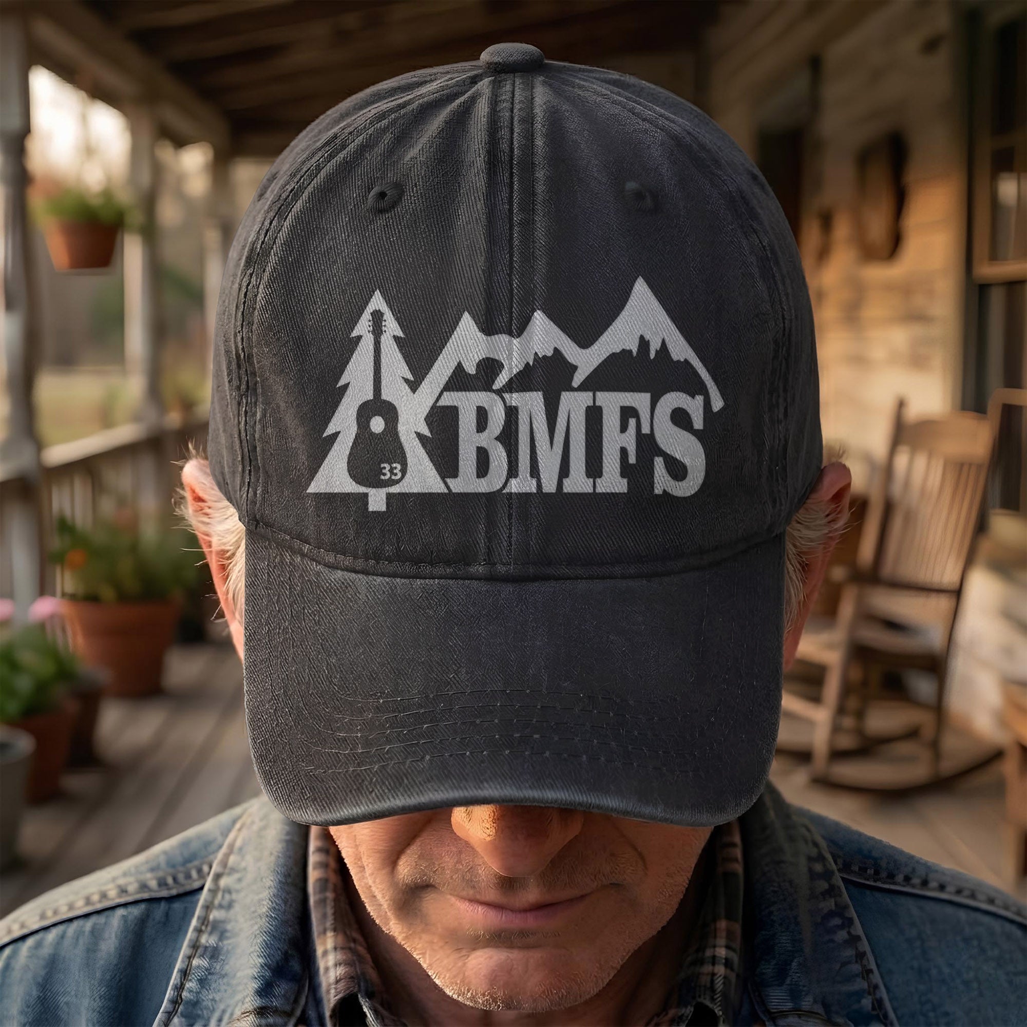 Billy Strings BMFS Acoustic Guitar Mountain Nature Music Merch Denim Cap Retro Vintage Dad Cap Gift For Dad (With Box)