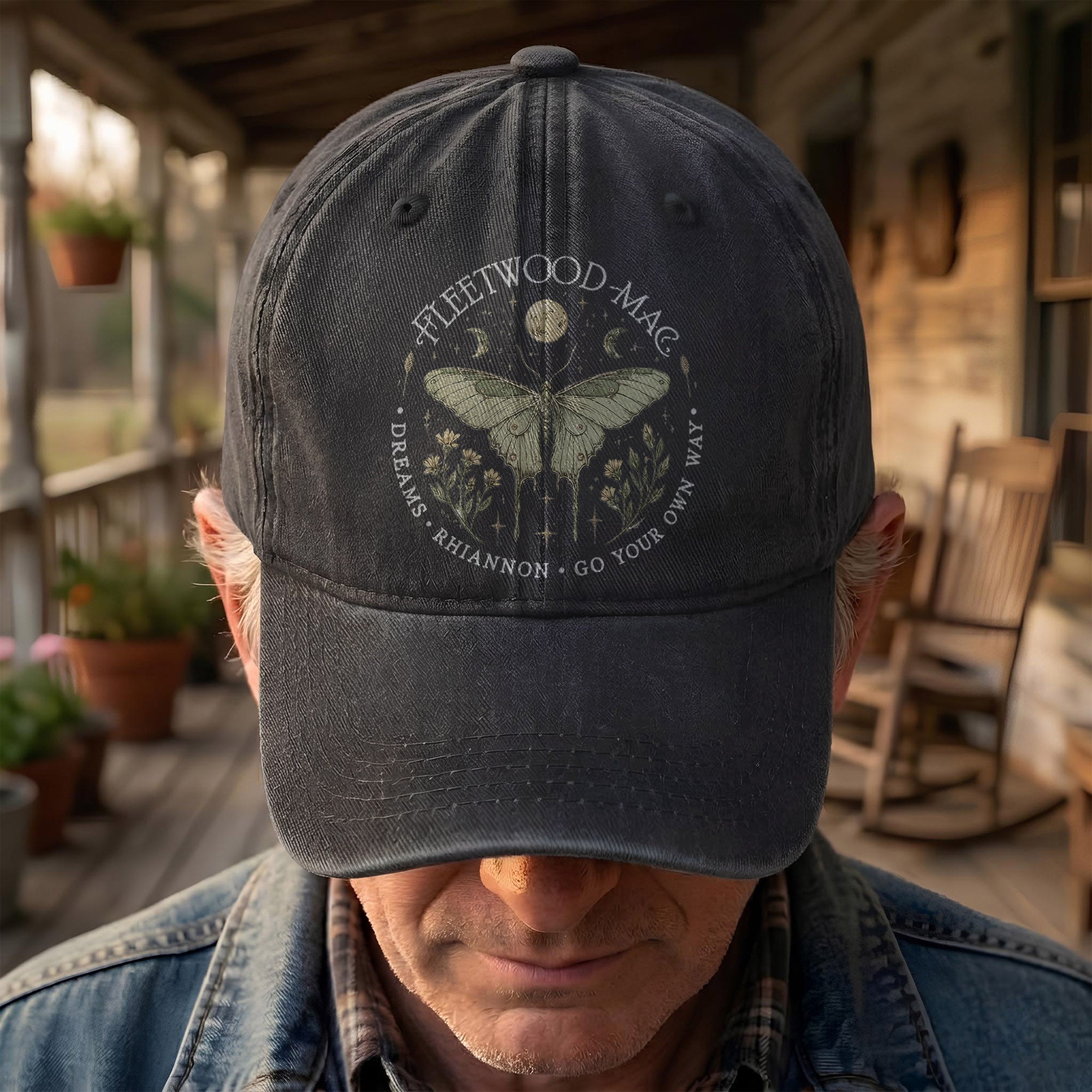 Fleetwood Mac Butterfly Mystical Graphic Vintage Denim Cap Retro Dad Cap (With Box)