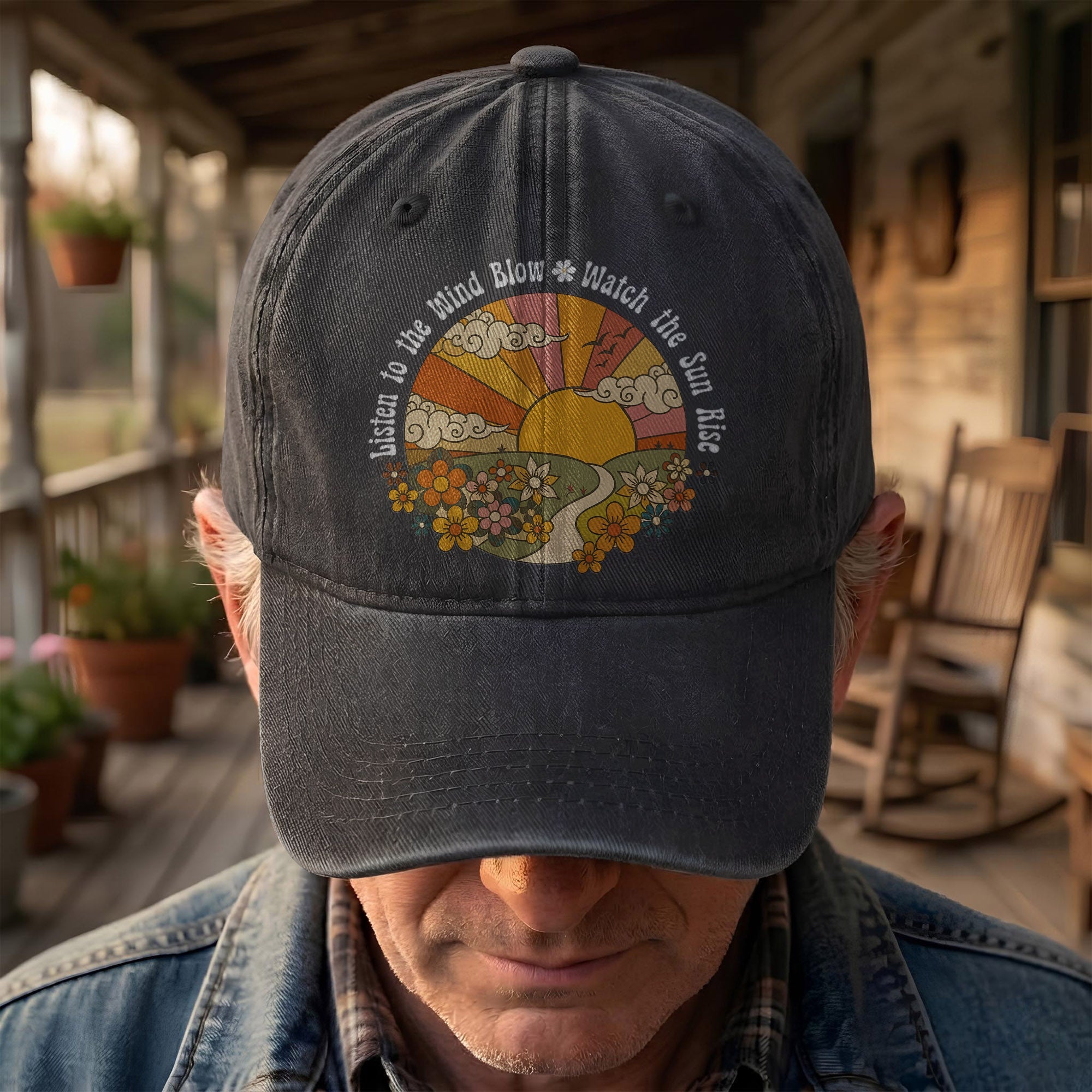 Fleetwood Mac The Chain Listen To The Wind Blow Sun Rise Lyrics Denim Cap Retro Vintage Dad Cap Gift For Dad (With Box)