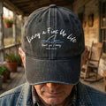 Living A Fins Up Life Denim Cap Retro Jimmy Buffett Inspired Dad Hat (With Box)