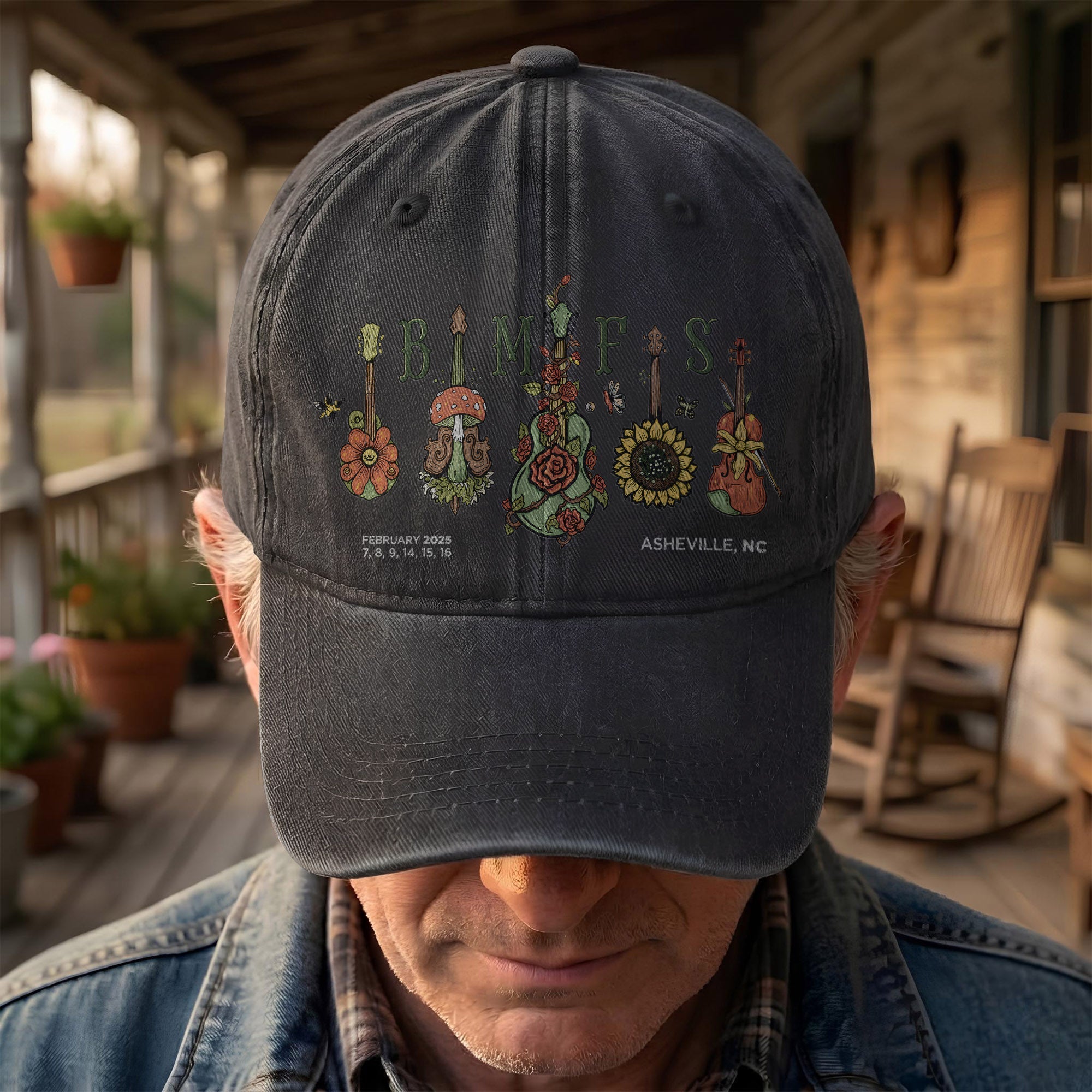 Billy Strings BMFS Asheville NC Concert Graphic Music Merch Denim Cap Retro Vintage Dad Cap Gift For Dad (With Box)