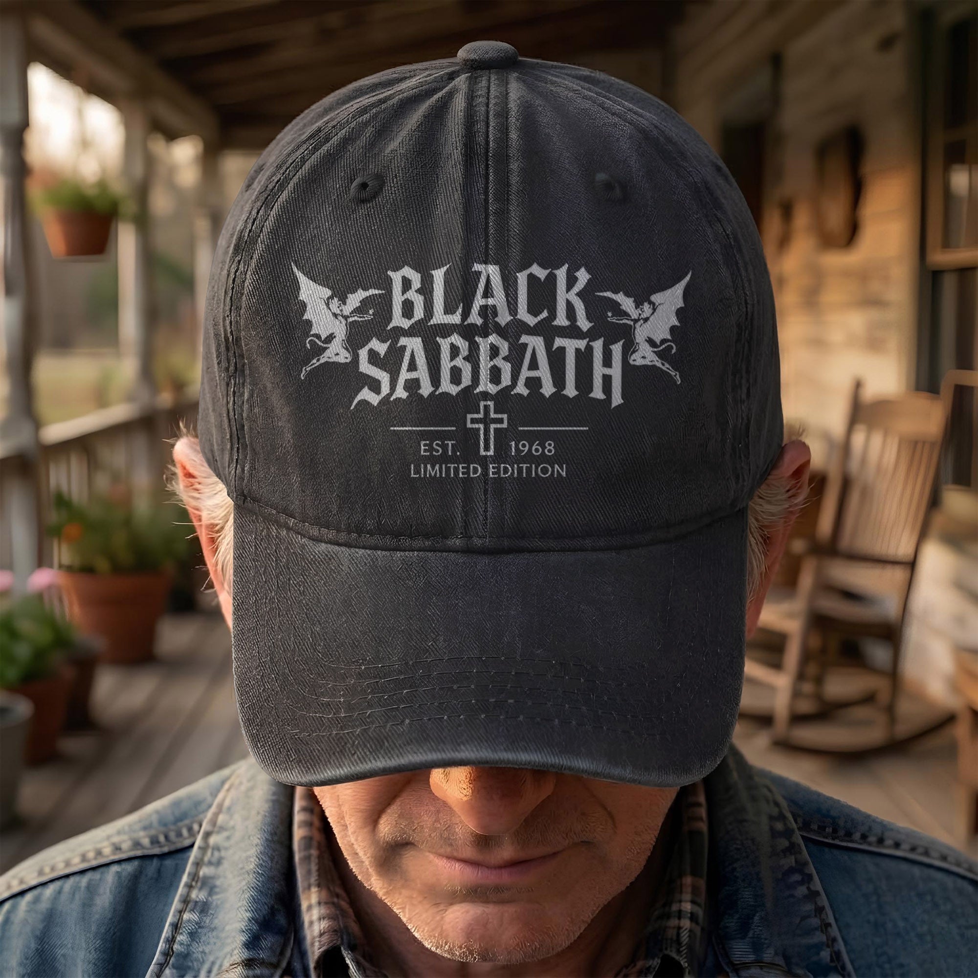 Black Sabbath Band Logo Est 1968 Denim Cap Retro Vintage Dad Cap Gift For Dad (With Box)