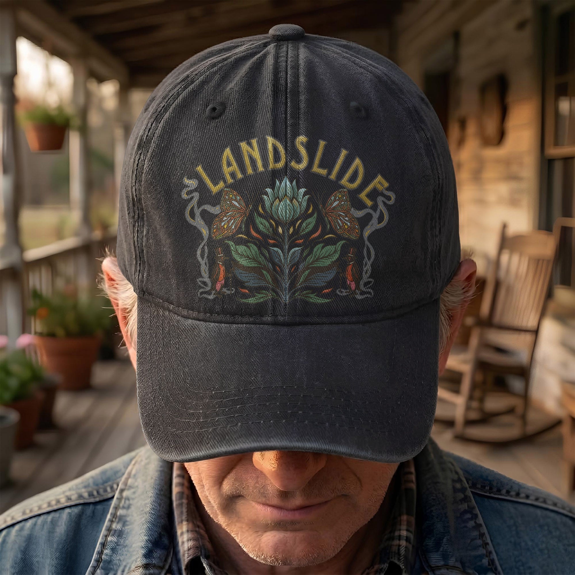 Fleetwood Mac Landslide Stevie Nicks Butterfly Floral Lyrics Music Merch Denim Cap Retro Vintage Dad Cap Gift For Dad (With Box)