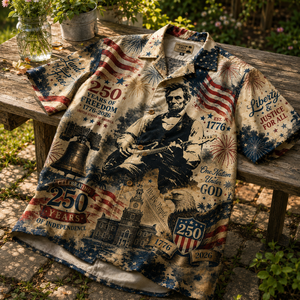 Abraham Lincoln 250 Years of Independence Hawaiian Shirt – Patriotic Freedom Celebration AOP Shirt 1776–2026