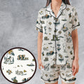 Yellowstone National Park Pattern Satin Short-Sleeve Pajamas Set