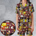 Underdog Cartoon Pattern Satin Short-Sleeve Pajamas Set