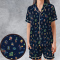 Masters Of The Universe Funny Pattern Satin Short-Sleeve Pajamas Set