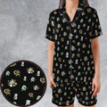 Aqua Teen Hunger Force Pattern Satin Short-Sleeve Pajamas Set