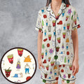 Aqua Teen Style Satin Short-Sleeve Pajamas Set