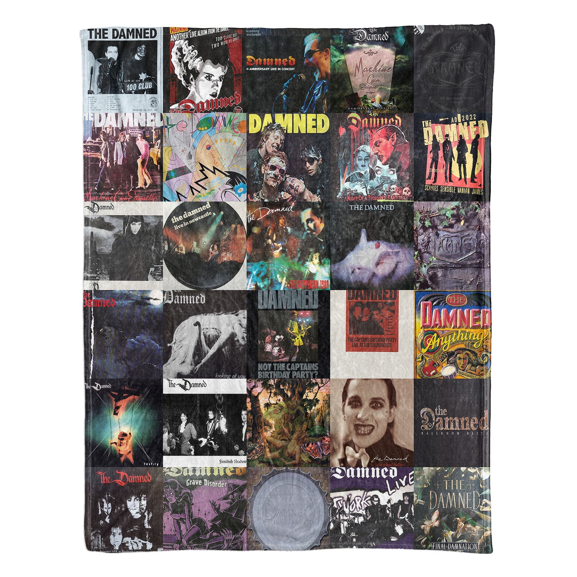 The Damned Sherpa Blanket Iconic Album Cover Collage Cozy Throw for Punk & Goth Rock Fans