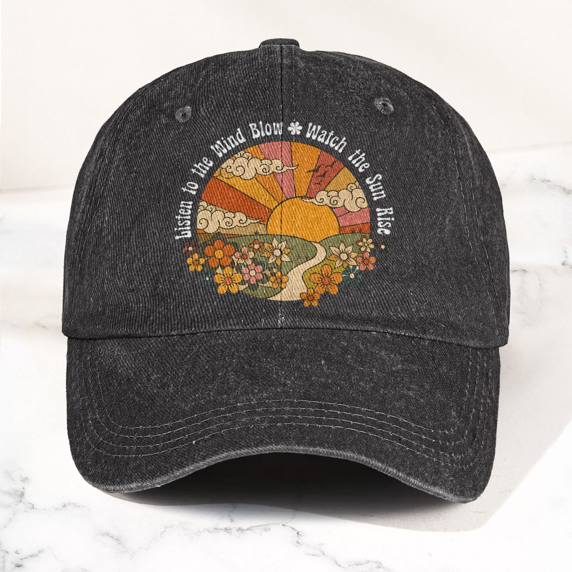 Fleetwood Mac The Chain Listen To The Wind Blow Sun Rise Lyrics Denim Cap Retro Vintage Dad Cap Gift For Dad (With Box)