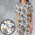 Vacation Fear and Loathing In Las Vegas Pattern Satin Short-Sleeve Pajamas Set