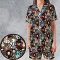 Tim Burton Characters Halloween Satin Short-Sleeve Pajamas Set