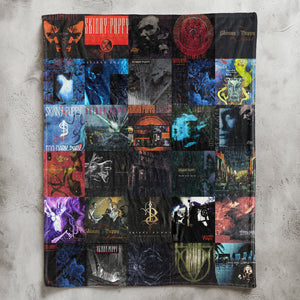 Skinny Puppy Sherpa Blanket Iconic Album Cover Collage Cozy Throw for Industrial Music Fans