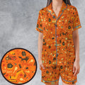 Fantastic Mr. Fox Pattern Satin Short-Sleeve Pajamas Set