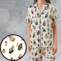 Old School Pro Wrestling Satin Short-Sleeve Pajamas Set
