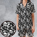 Ghostface Horror Movie Pattern Halloween Satin Short-Sleeve Pajamas Set