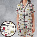Back to the Future Pattern Satin Short-Sleeve Pajamas Set