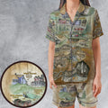 The Goonies Adventure Map Satin Short-Sleeve Pajamas Set