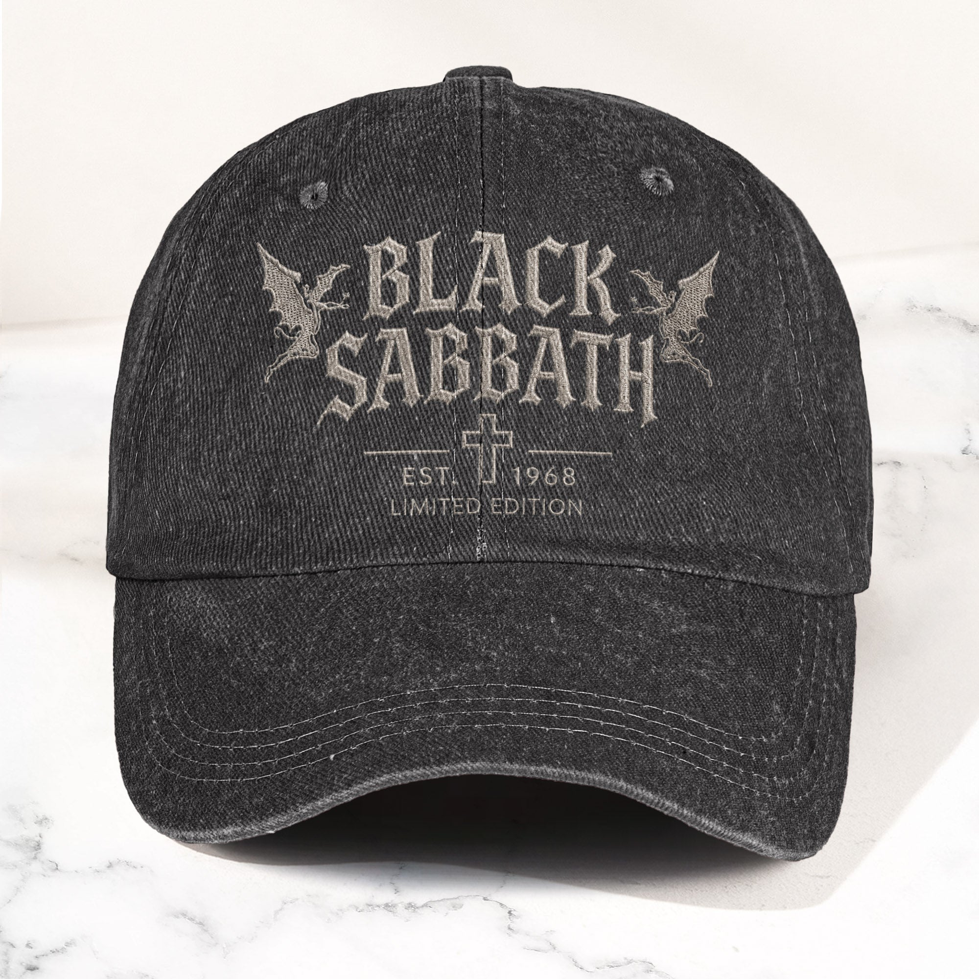 Black Sabbath Band Logo Est 1968 Denim Cap Vintage Dad Cap Gift For Dad (With Box)